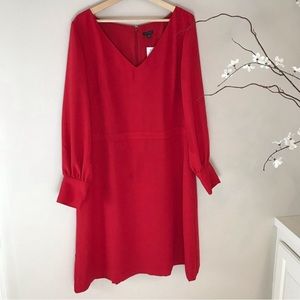 NWT Ann Taylor Red Lined V-Neck Dress 18